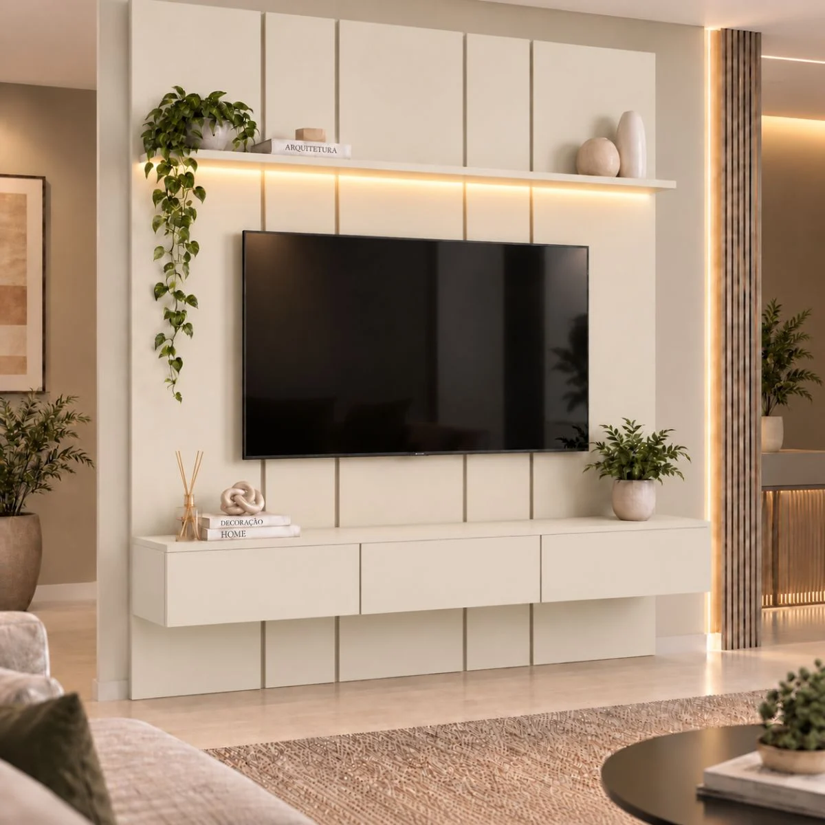 Home Prime liso nicho 3 gavetas prateleira com ou sem led - Imagem 19