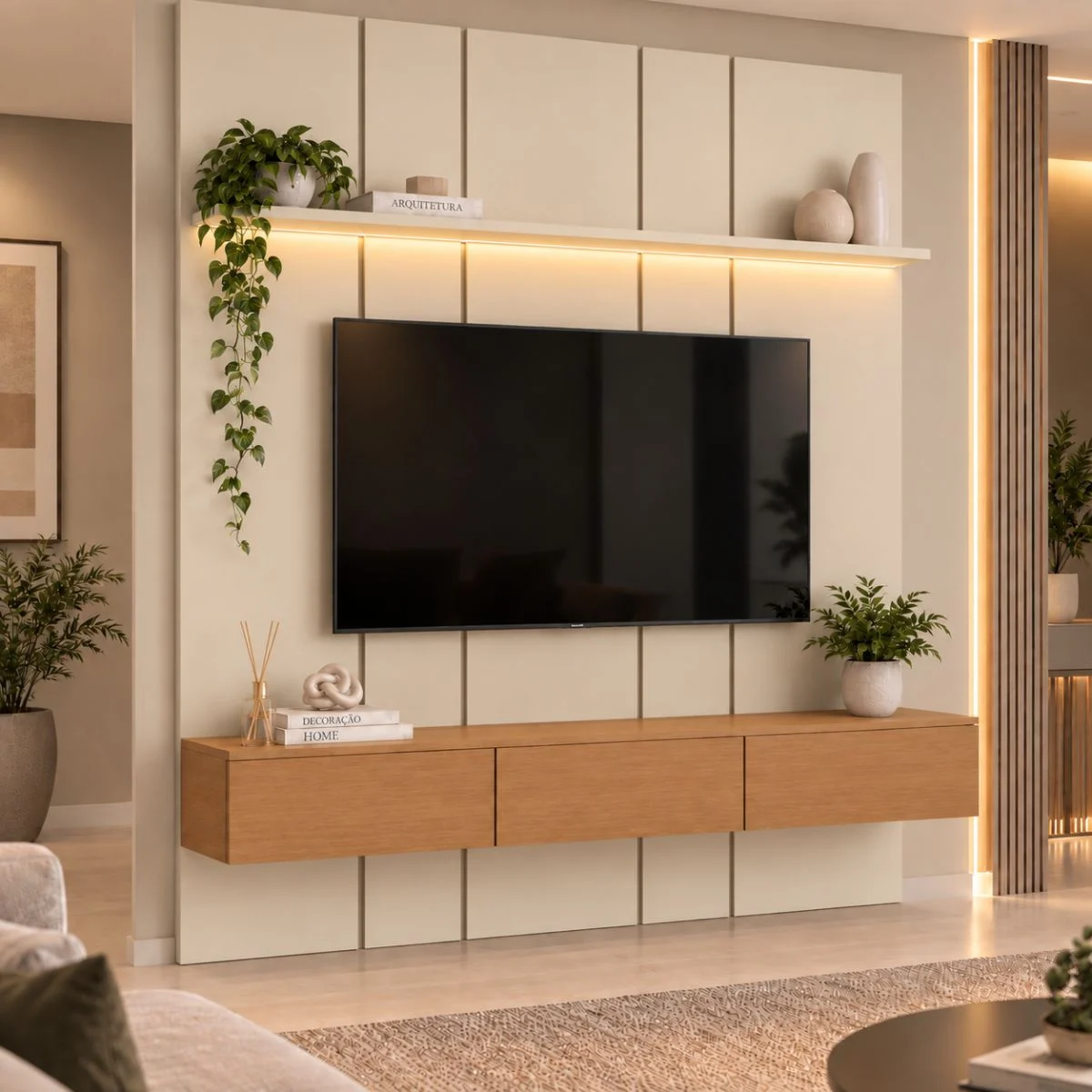 Home Prime liso nicho 3 gavetas prateleira com ou sem led - Imagem 27