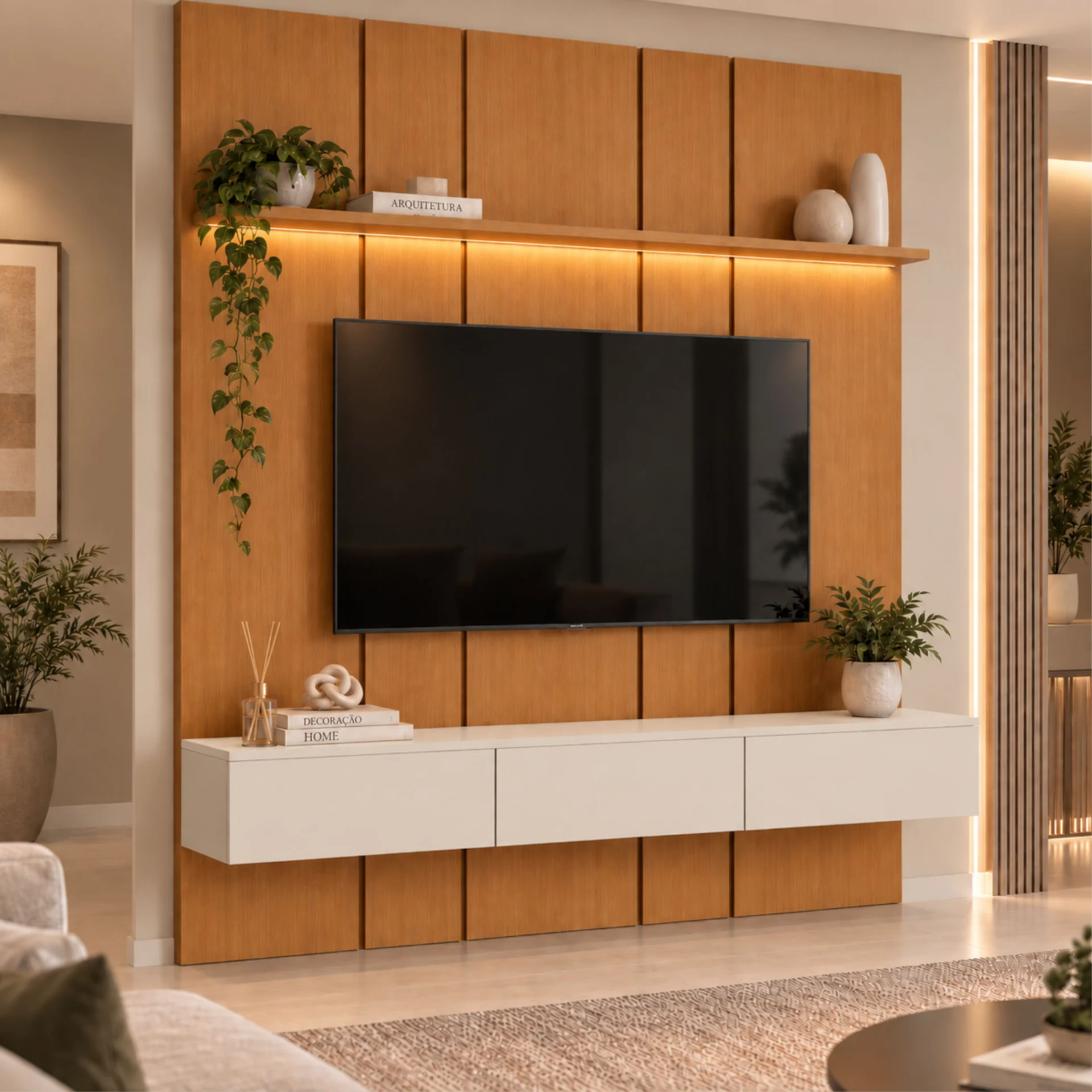 Home Prime liso nicho 3 gavetas prateleira com ou sem led - Imagem 66