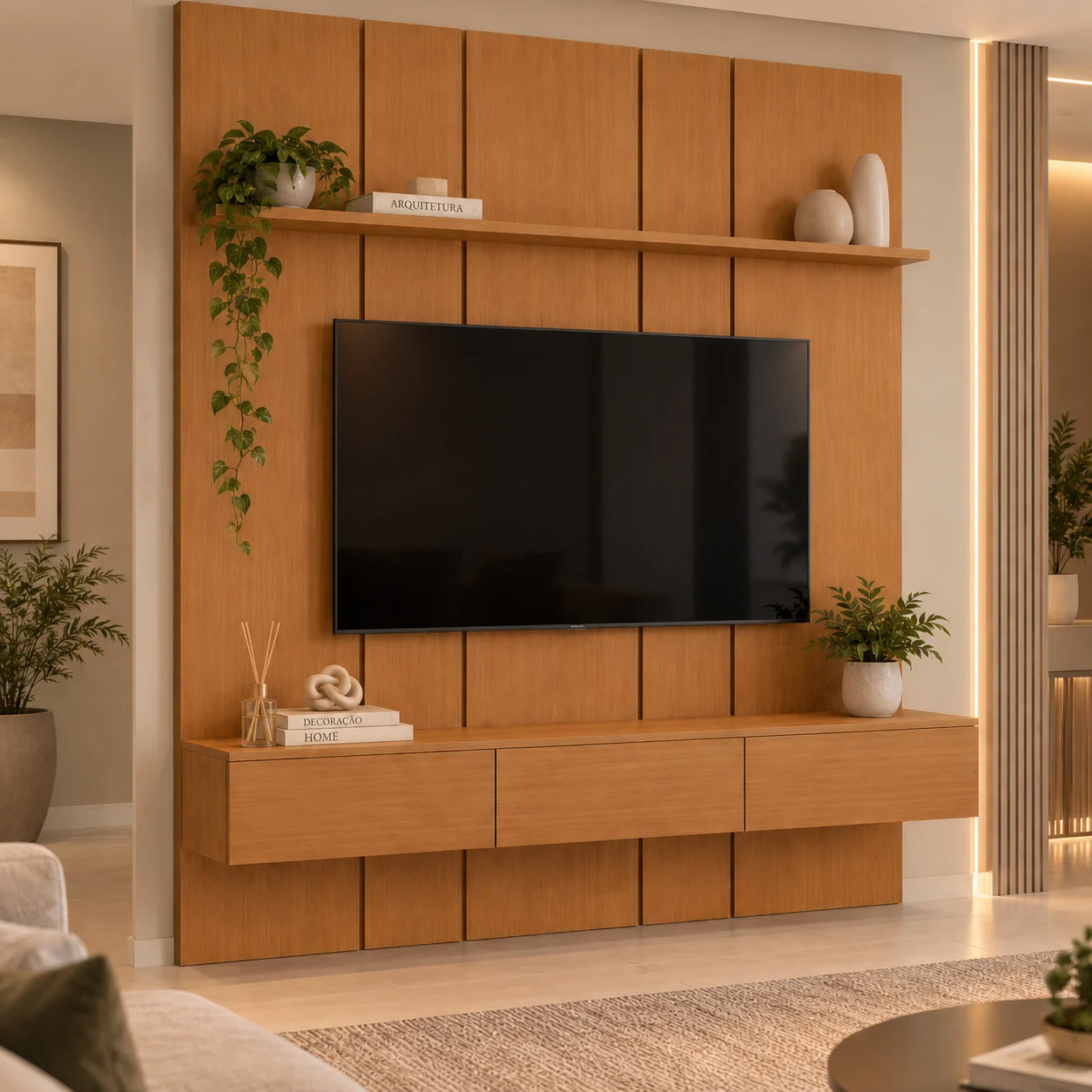 Home Prime liso nicho 3 gavetas prateleira com ou sem led - Imagem 75