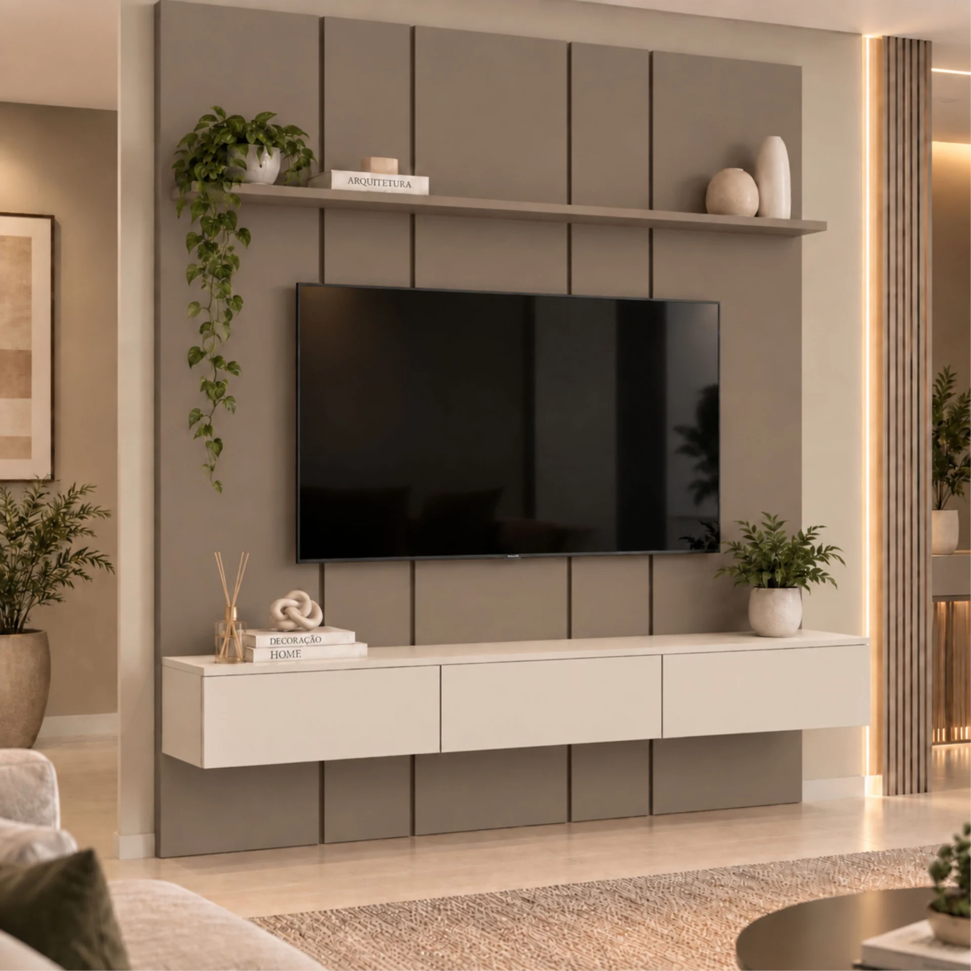 Home Prime liso nicho 3 gavetas prateleira com ou sem led - Imagem 42