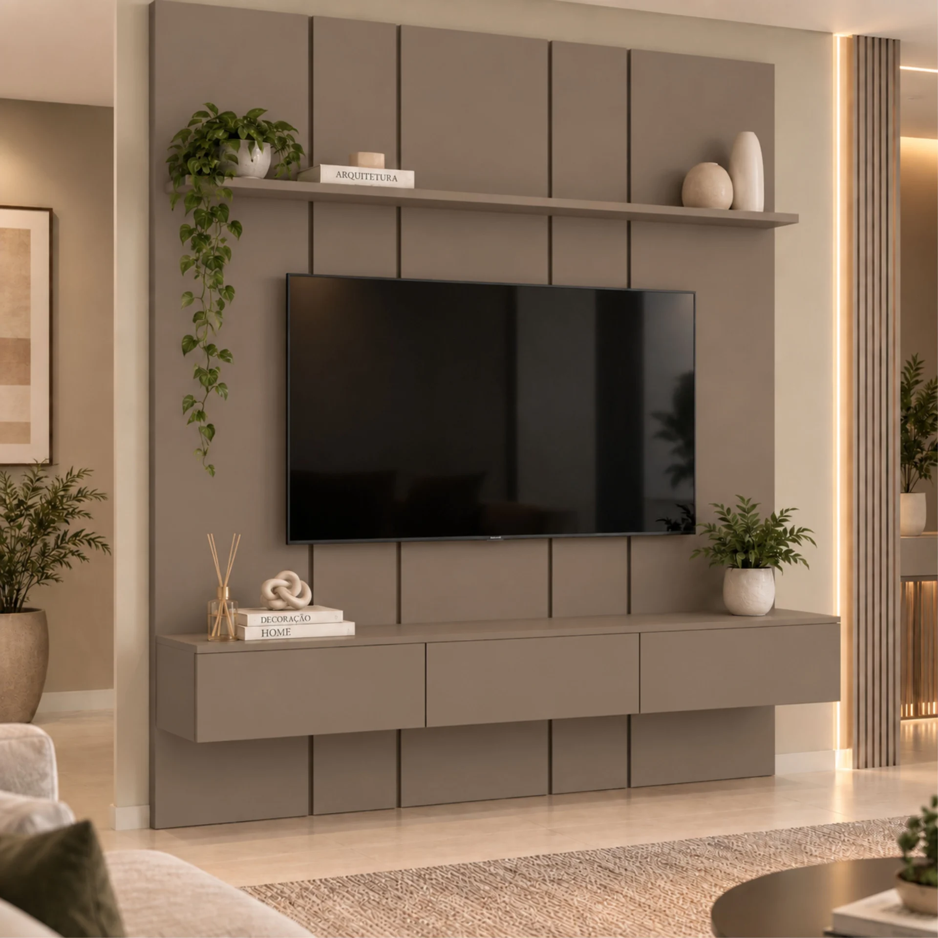 Home Prime liso nicho 3 gavetas prateleira com ou sem led - Imagem 50