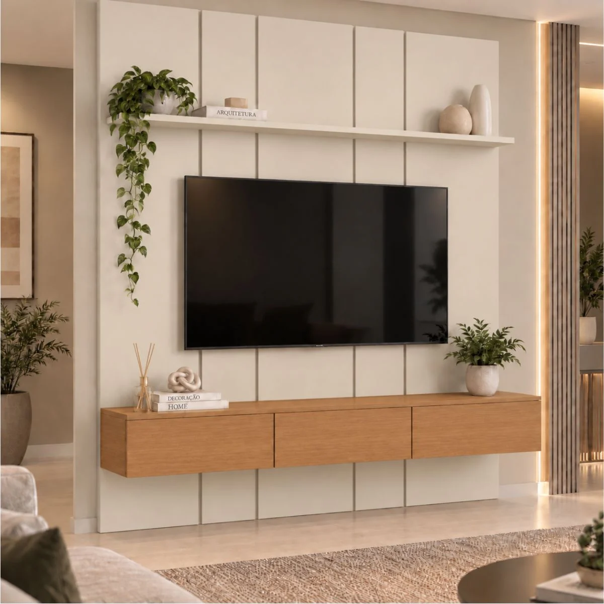 Home Prime liso nicho 3 gavetas prateleira com ou sem led - Imagem 26