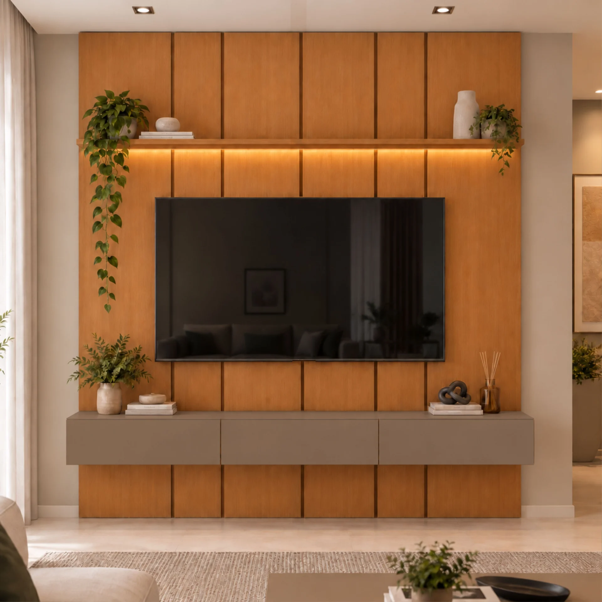 Home Prime liso nicho 3 gavetas prateleira com ou sem led - Imagem 57