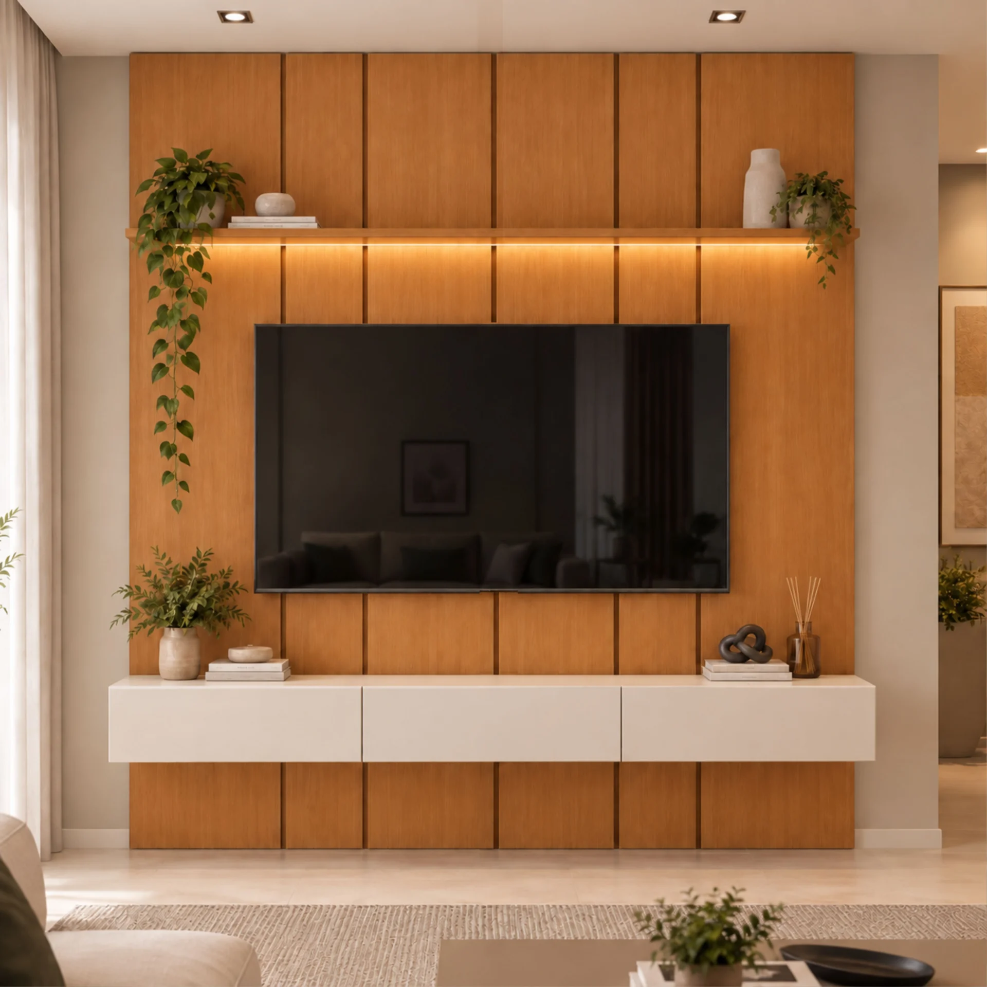 Home Prime liso nicho 3 gavetas prateleira com ou sem led