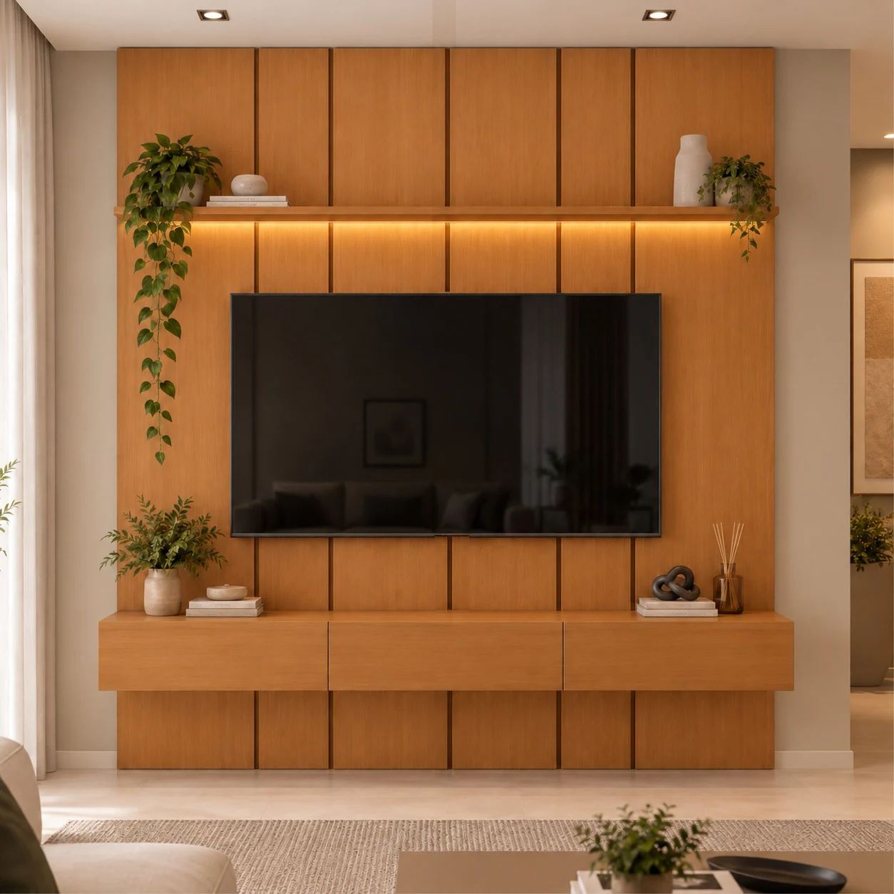 Home Prime liso nicho 3 gavetas prateleira com ou sem led - Imagem 74