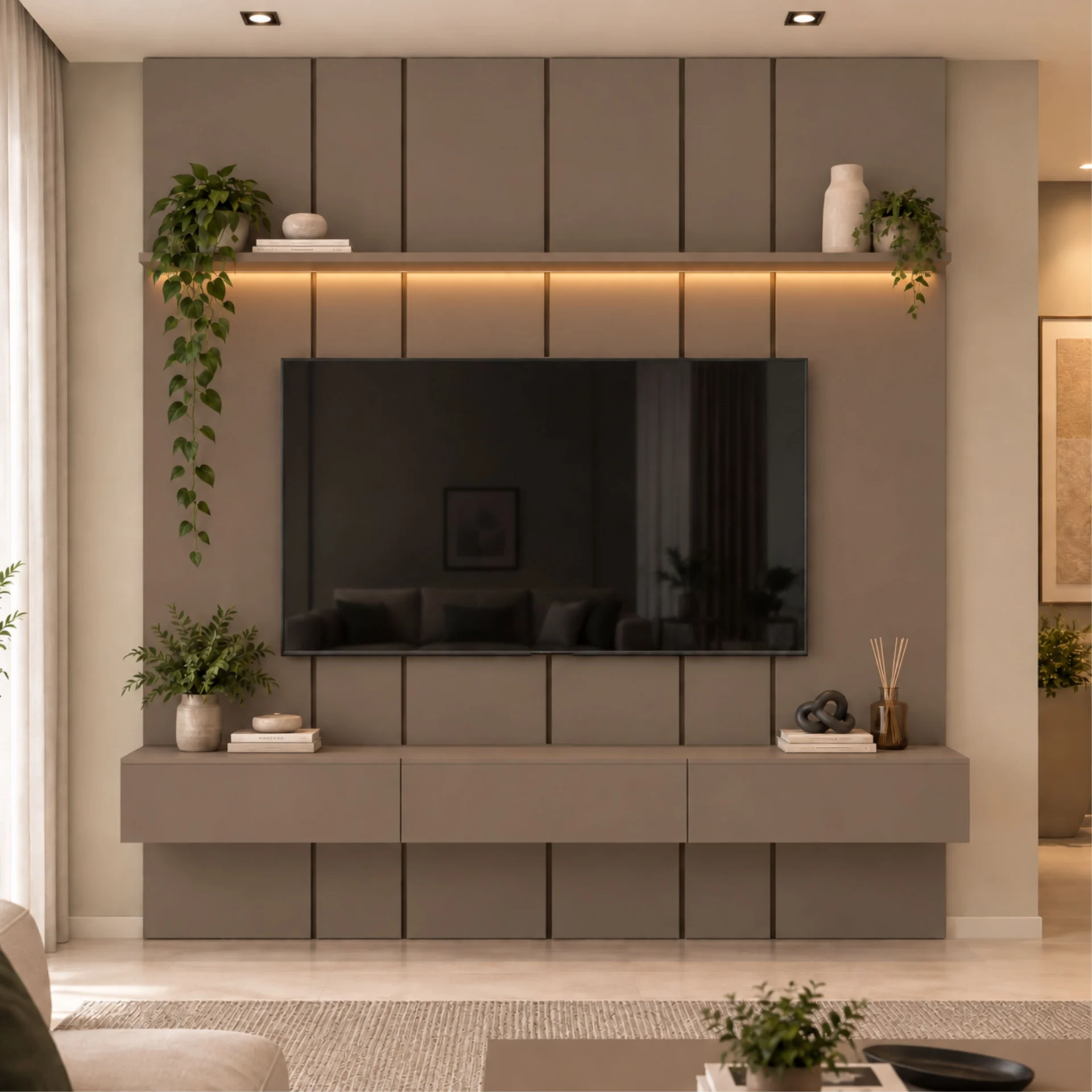 Home Prime liso nicho 3 gavetas prateleira com ou sem led - Imagem 49
