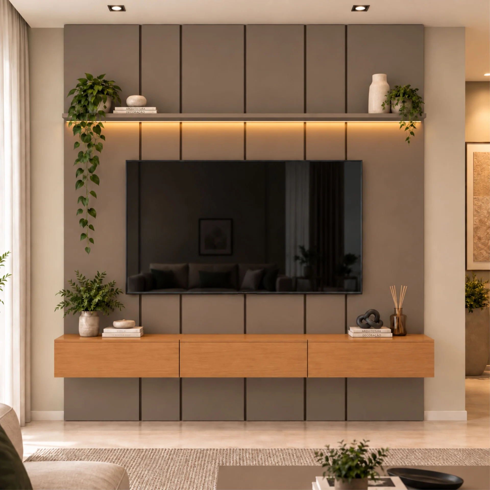 Home Prime liso nicho 3 gavetas prateleira com ou sem led - Imagem 33