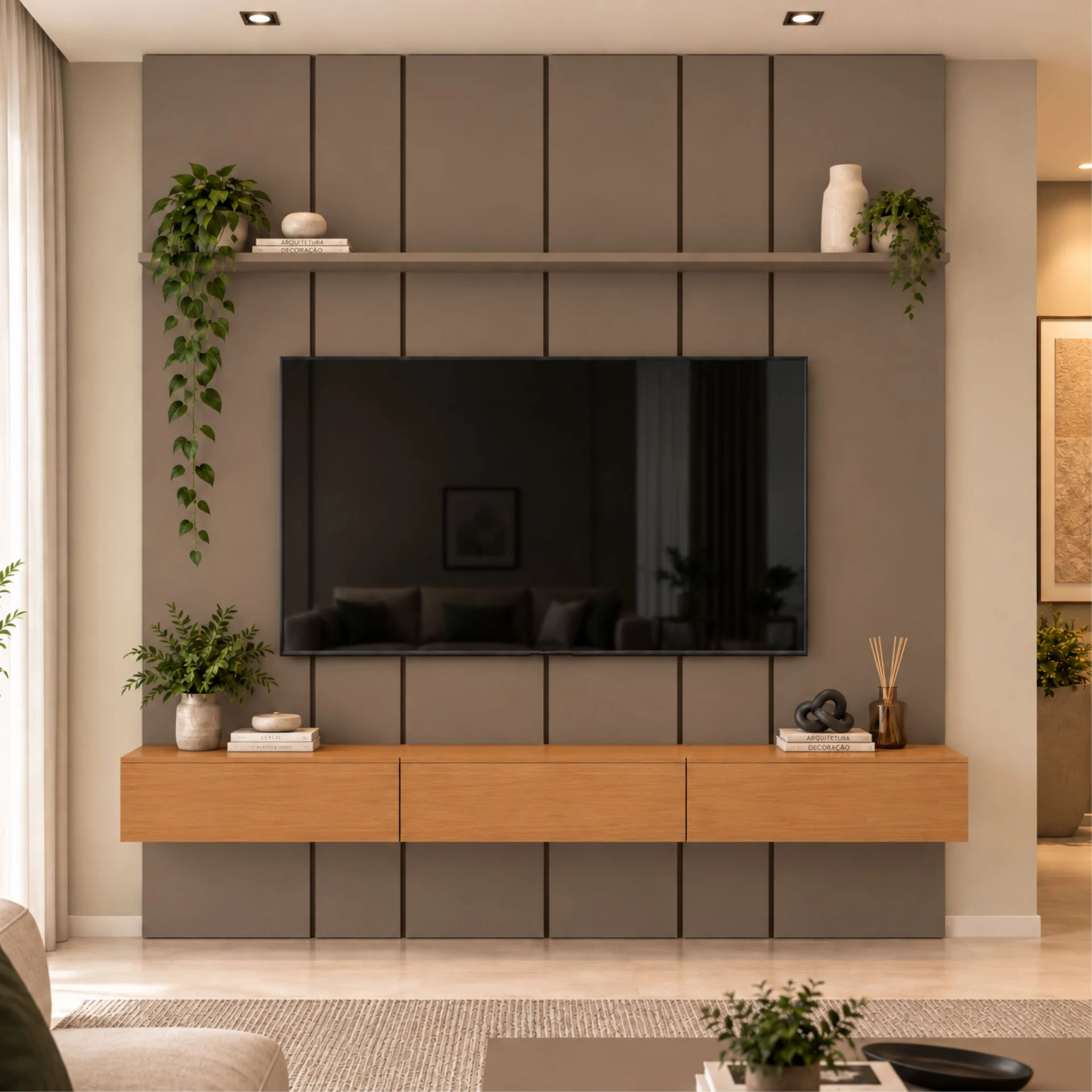 Home Prime liso nicho 3 gavetas prateleira com ou sem led - Imagem 32