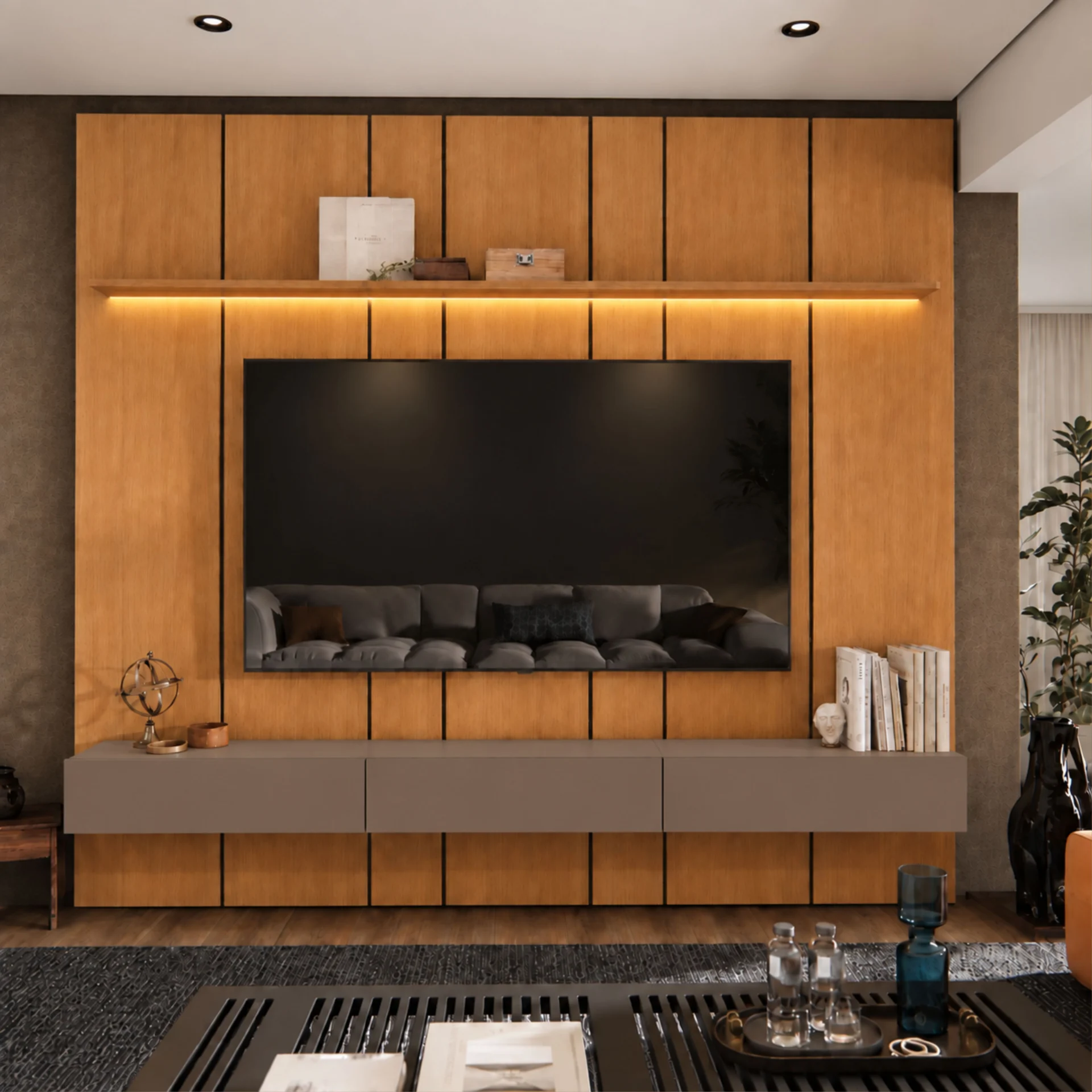 Home Prime liso nicho 3 gavetas prateleira com ou sem led - Imagem 55