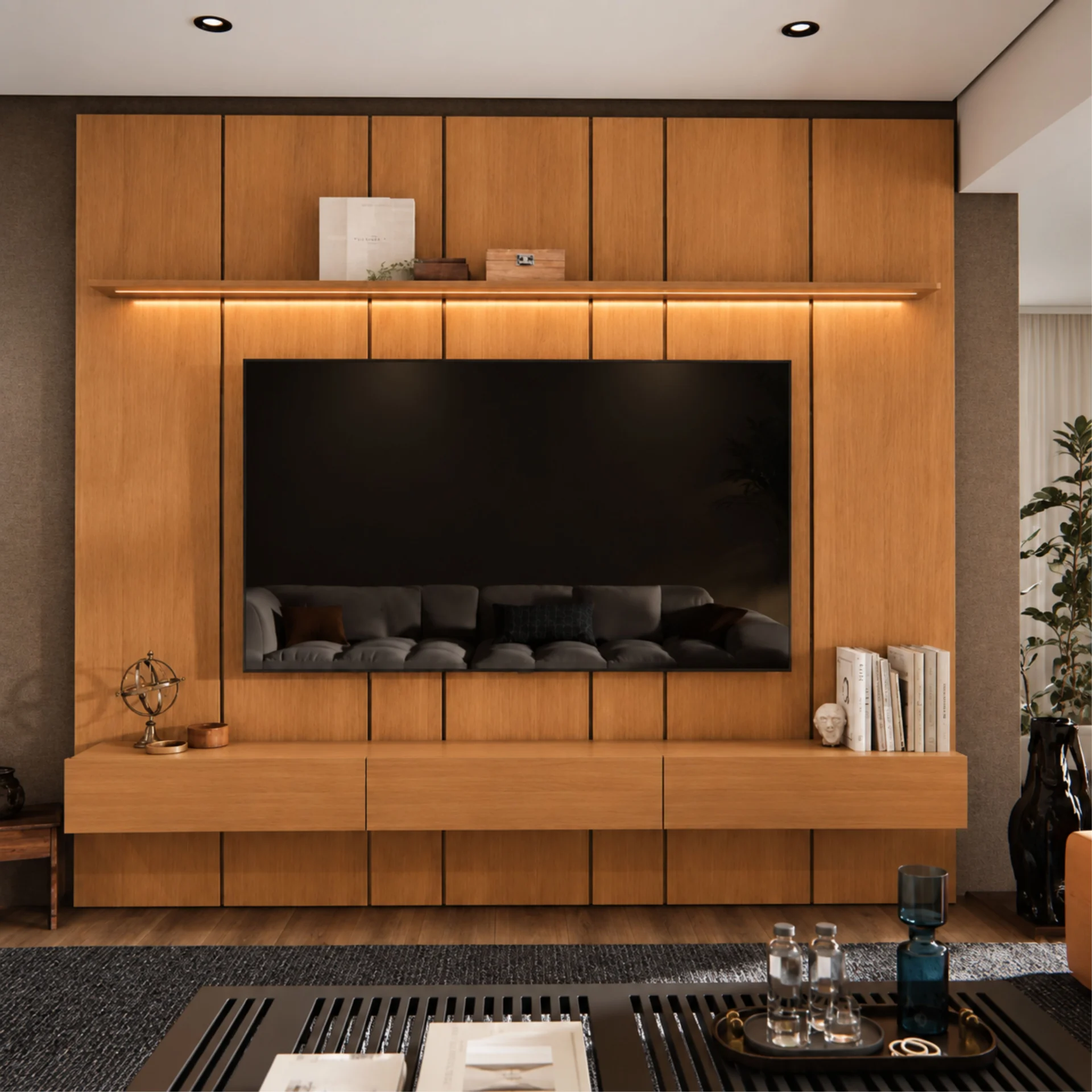 Home Prime liso nicho 3 gavetas prateleira com ou sem led - Imagem 72