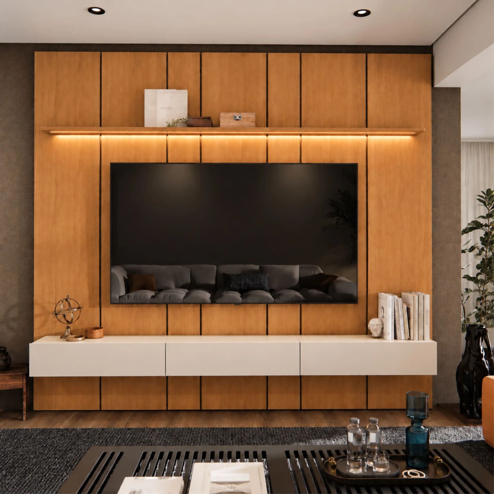 Home Prime liso nicho 3 gavetas prateleira com ou sem led - Imagem 69