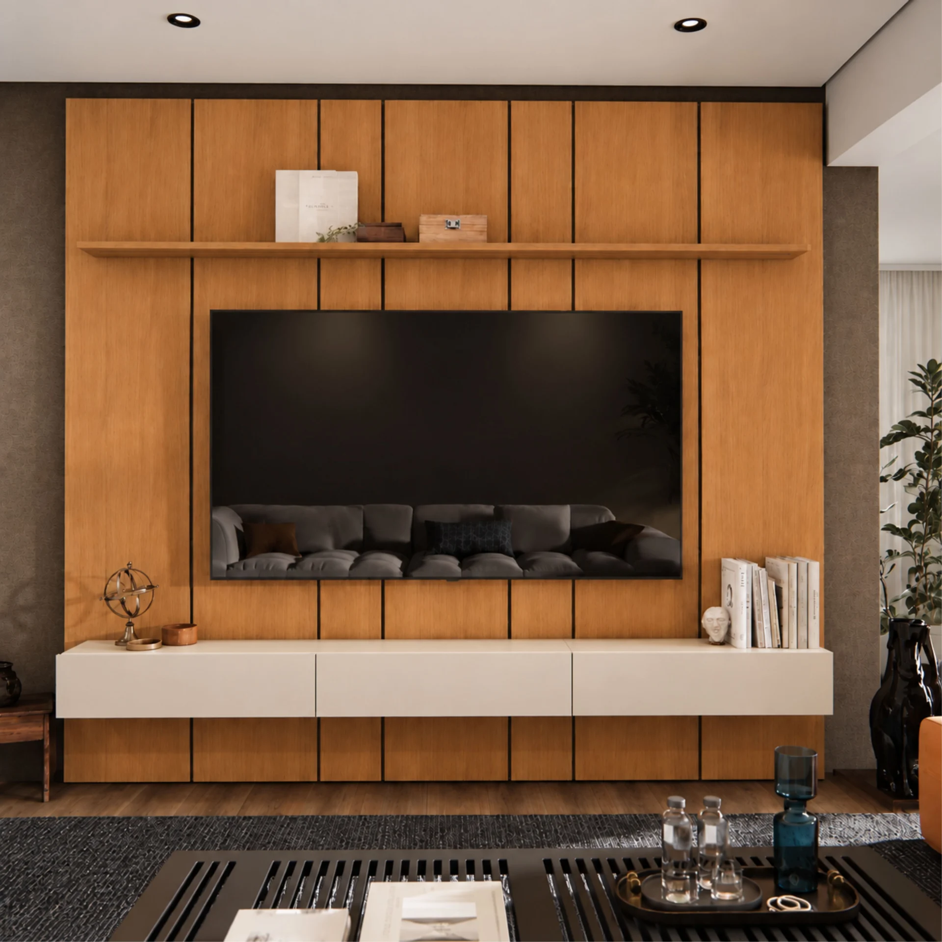 Home Prime liso nicho 3 gavetas prateleira com ou sem led - Imagem 63