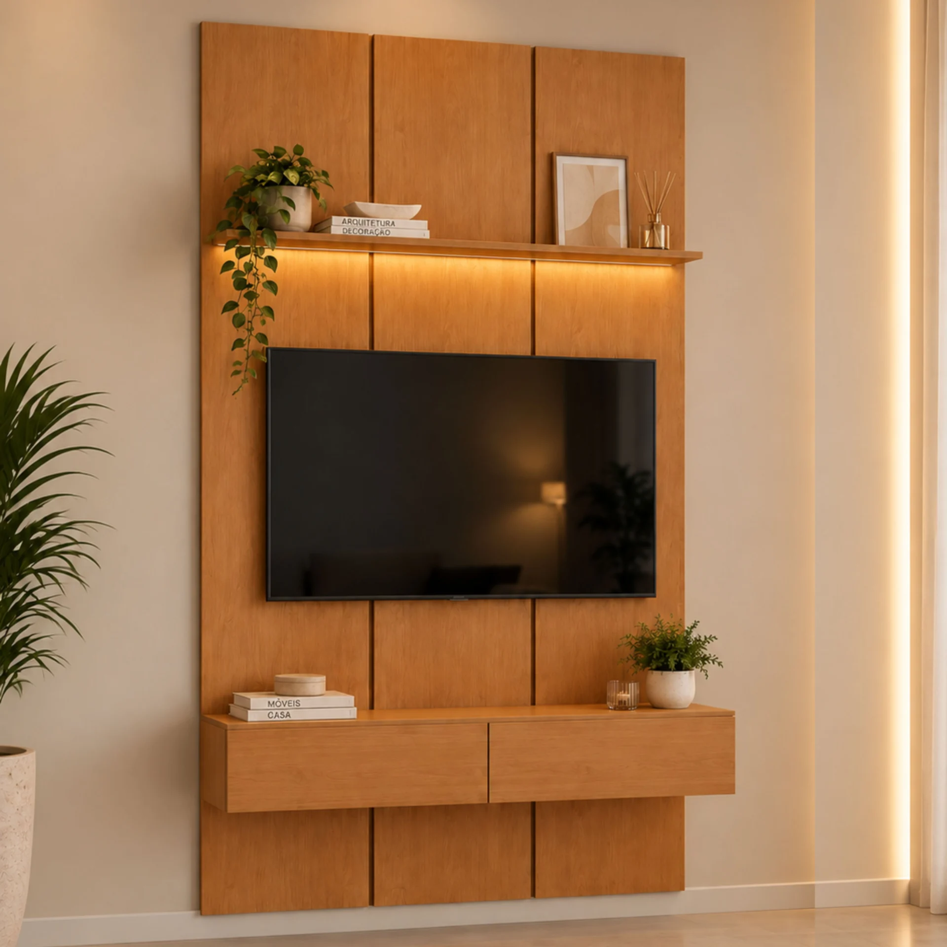Home Prime liso nicho 3 gavetas prateleira com ou sem led - Imagem 78
