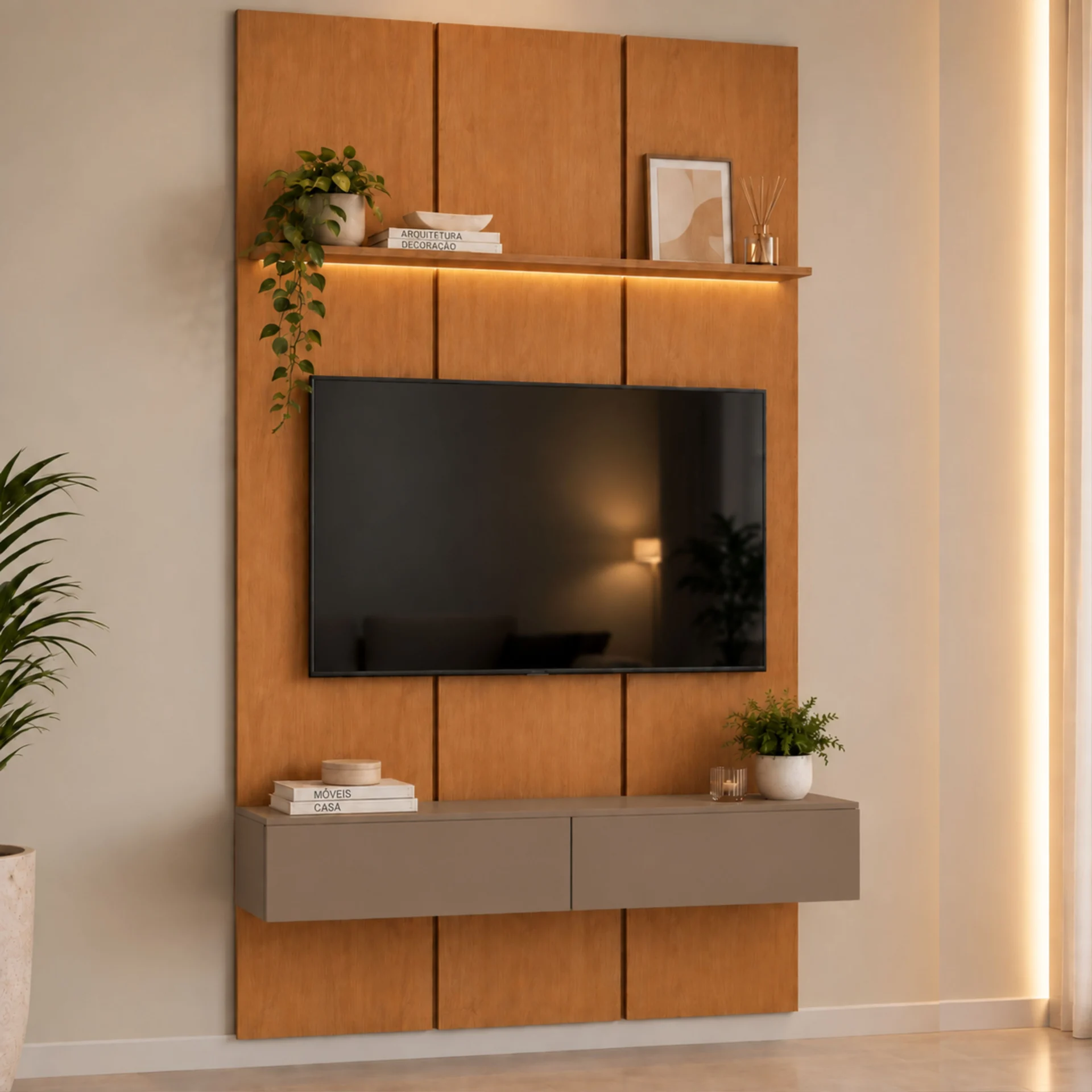 Home Prime liso nicho 3 gavetas prateleira com ou sem led - Imagem 62