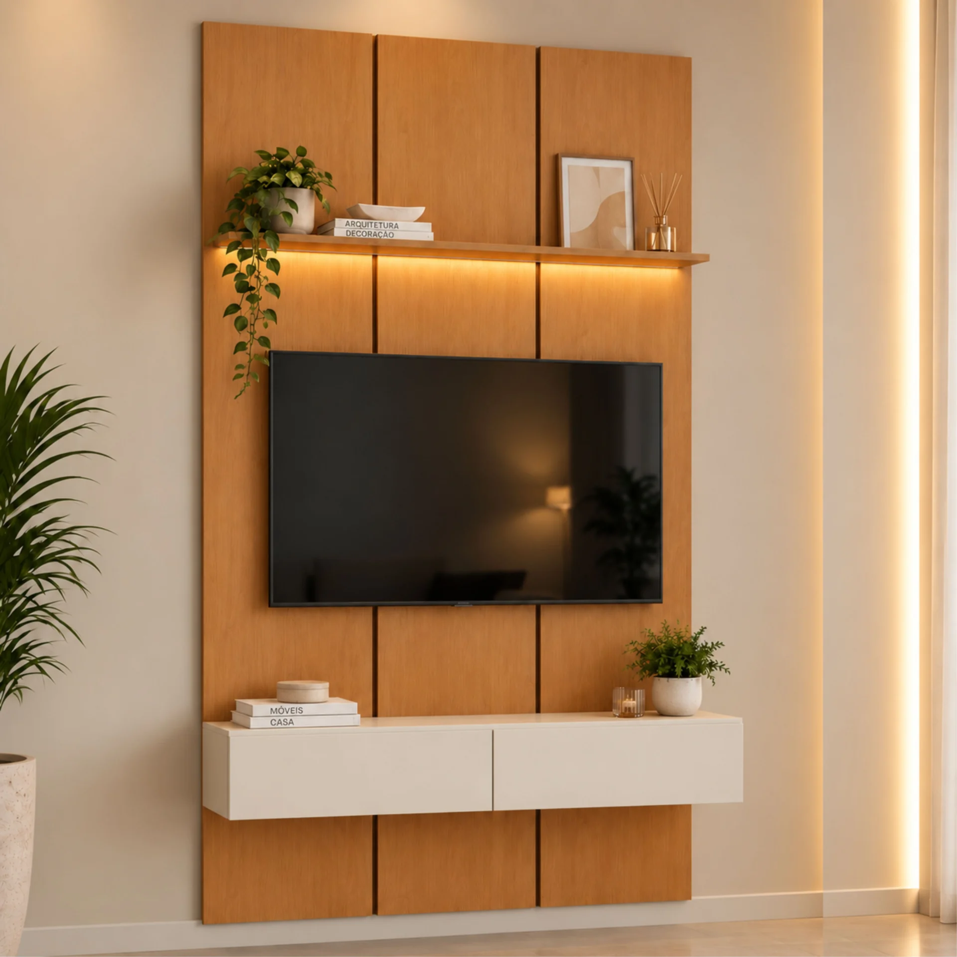 Home Prime liso nicho 3 gavetas prateleira com ou sem led - Imagem 68