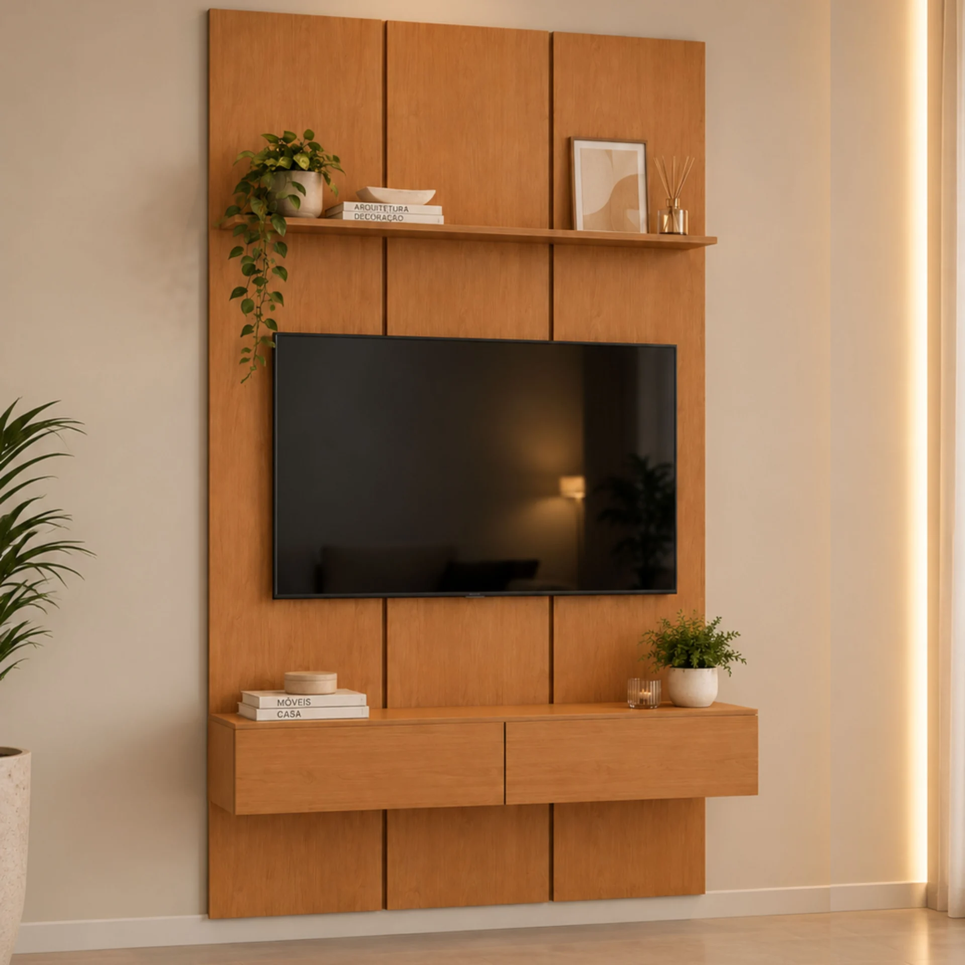 Home Prime liso nicho 3 gavetas prateleira com ou sem led - Imagem 77