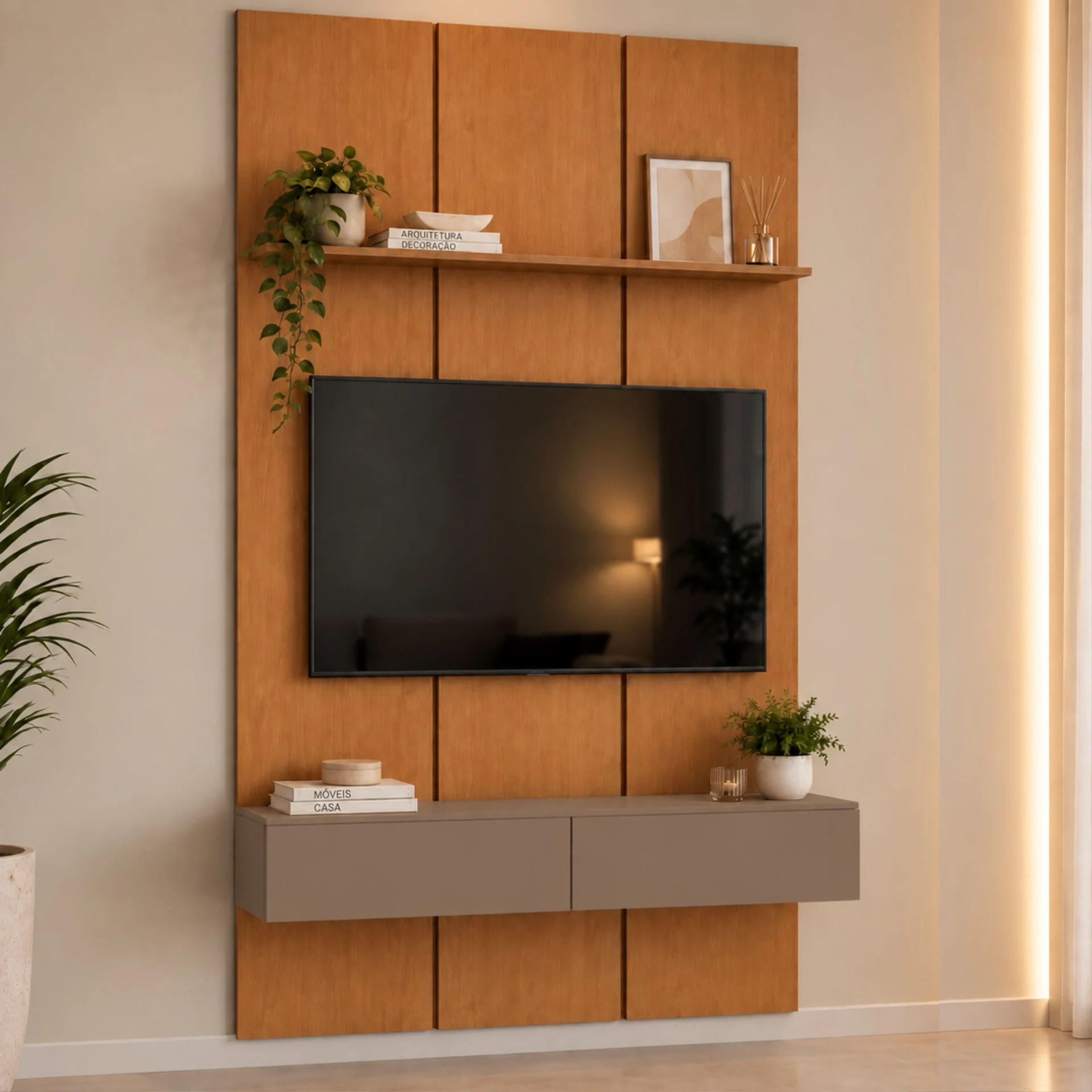 Home Prime liso nicho 3 gavetas prateleira com ou sem led - Imagem 61