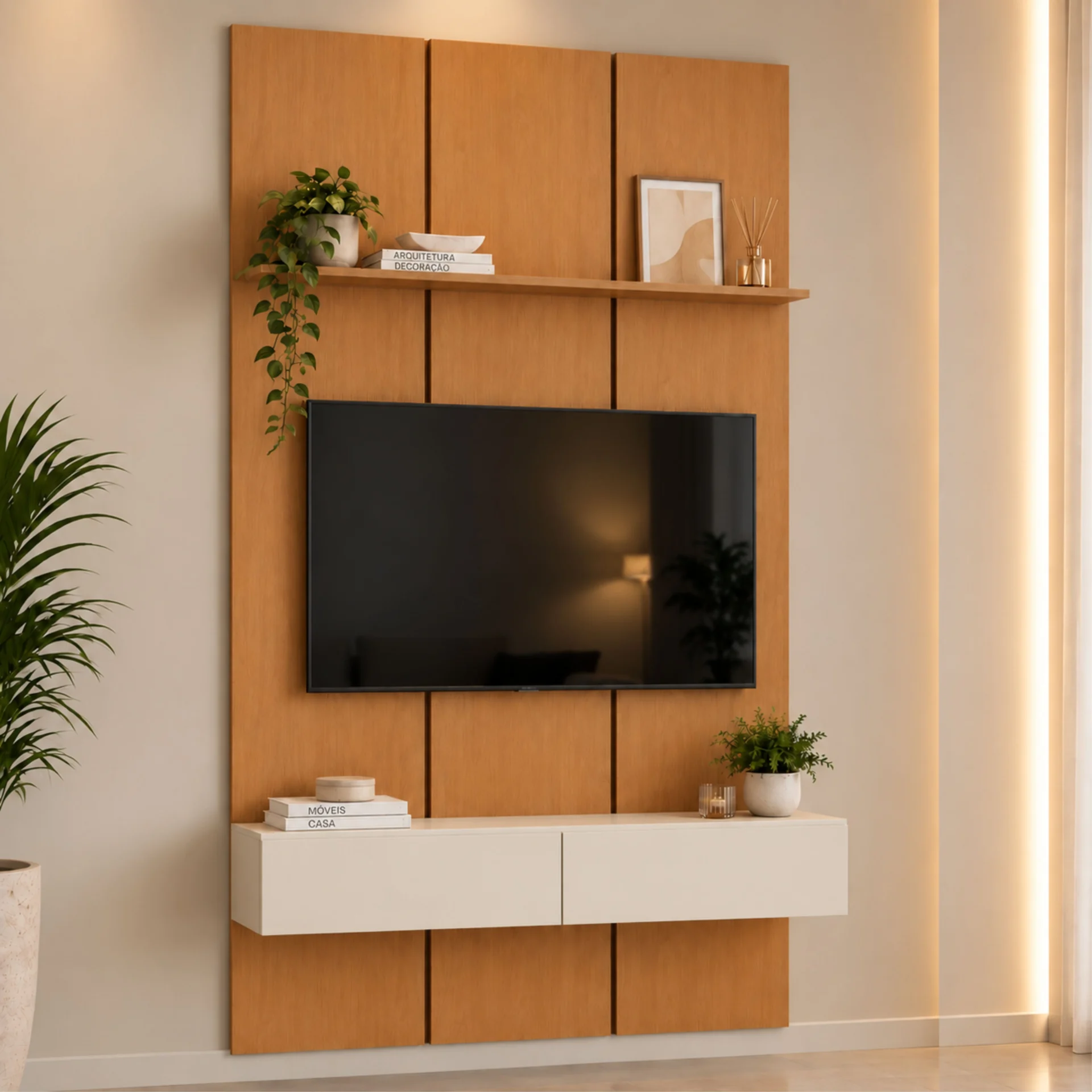 Home Prime liso nicho 3 gavetas prateleira com ou sem led - Imagem 67
