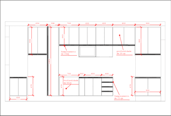 Cozinha Planejada A05 | 100% MDF: Conjunto de 15 Peças - Imagem 6